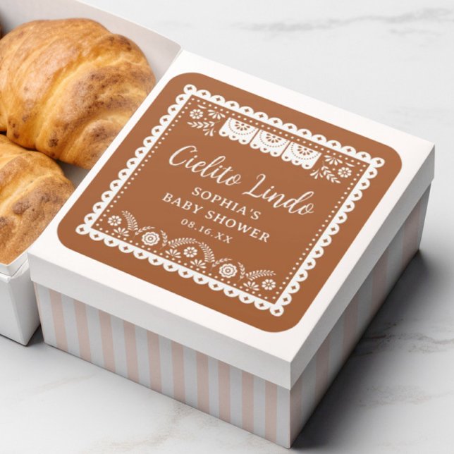 Adesivo Quadrado Chá de fraldas mexicano Cielito Lindo Talavera (Criador carregado)