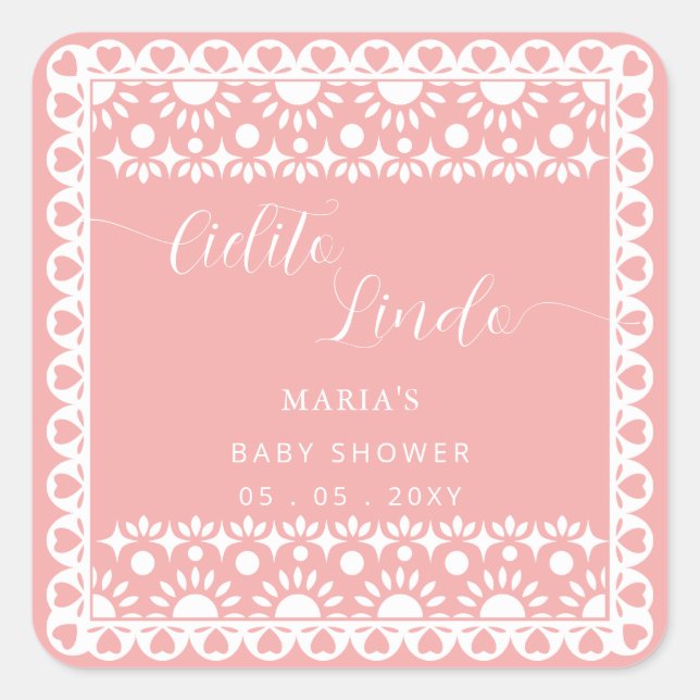 Adesivo Quadrado Chá de fraldas mexicano Picado Cielito Lindo (Frente)