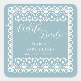 Adesivo Quadrado Chá de fraldas mexicano Picado Cielito Lindo