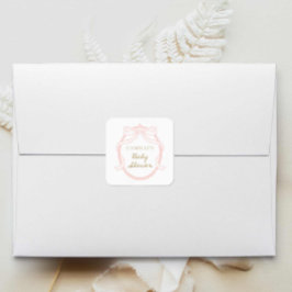 Adesivo Quadrado Chá de fraldas Mínimo de Arco Rosa