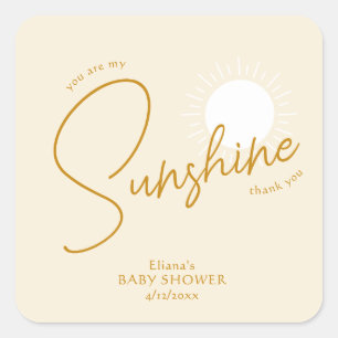 Adesivo Quadrado Chá de fraldas Mínimo de Boho Sunshine Beige Obrig