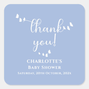 Adesivo Quadrado Chá de fraldas Mínimo Moderno de Caligrafia da Bor