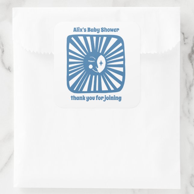 Adesivo Quadrado Chá de fraldas Moderno de Glow Boho de Lua PERSONA (Bolsa)