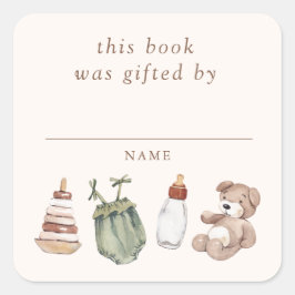 Adesivo Quadrado Chá de fraldas Neutral Boho Nursery