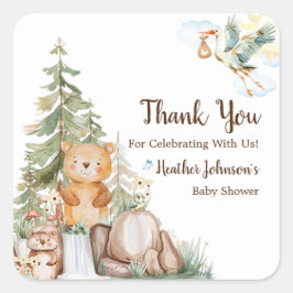 Adesivo Quadrado Chá de fraldas Neutro da Floresta de Madeira