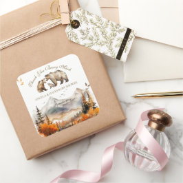 Adesivo Quadrado Chá de fraldas neutro de montanha de queda de port