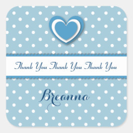 Adesivo Quadrado Chá de fraldas Obrigado Bolinhas AZUIS