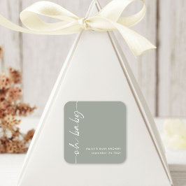 Adesivo Quadrado Chá de fraldas Oh do Nome do Script Minimalista