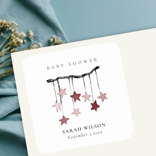 Adesivo Quadrado Chá de fraldas para portáteis branco, simples e co (Criador carregado)