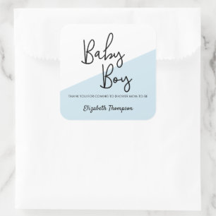 Adesivo Quadrado Chá de fraldas Personalizado Azul Baby Boy