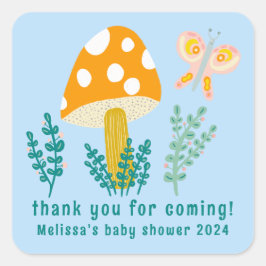 Adesivo Quadrado Chá de fraldas PERSONALIZADO Obrigados de borbolet