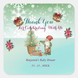 Adesivo Quadrado Chá de fraldas Pine Star Personalizado