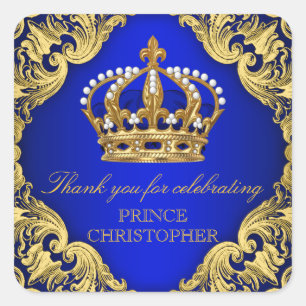Adesivo Quadrado Chá de fraldas Príncipe Favor Stickers