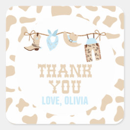 Adesivo Quadrado Chá de fraldas Rodeo Western Cowboy