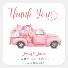 Adesivo Quadrado Chá de fraldas Rosa Pumpkin Doce