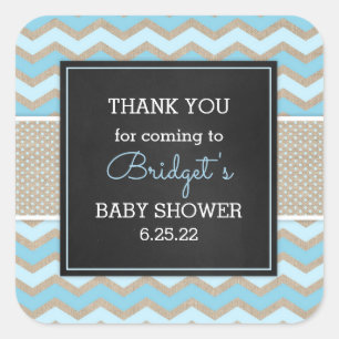 Adesivo Quadrado Chá de fraldas Rustic Blue Boy 3656