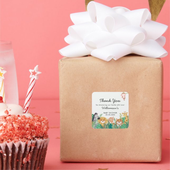 Adesivo Quadrado Chá de fraldas Safari Selgle (Festa)