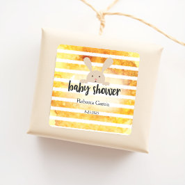 Adesivo Quadrado Chá de fraldas Tan Bunny Yellow White Stripe
