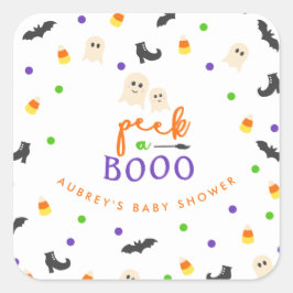 Adesivo Quadrado Chá de fraldas temático de "O Boo Halloween"