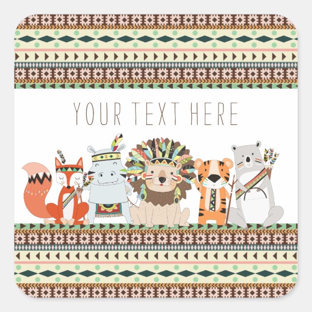 Adesivo Quadrado Chá de fraldas Tribal (Frente)