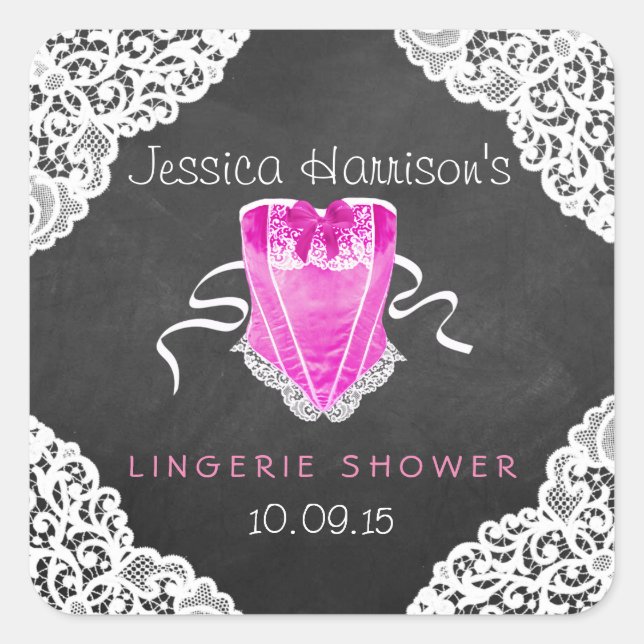 Adesivo Quadrado Chá de Lingerie do quadro branco de cadinho branco (Frente)