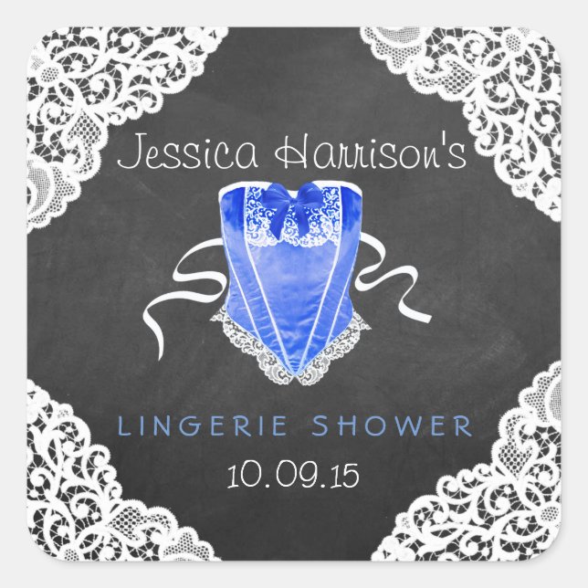 Adesivo Quadrado Chá de Lingerie do quadro branco do eixo azul (Frente)