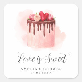 Adesivo Quadrado Chá de Noiva Amor é Doce