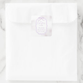 Adesivo Quadrado Chá de Noiva Aquarela com Laço Roxo