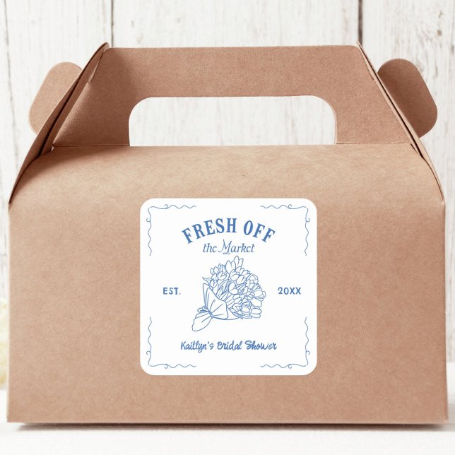 Adesivo Quadrado Chá de Noiva Blue Fresh Off The Market (Criador carregado)