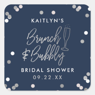 Adesivo Quadrado Chá de Noiva Brunch & Bubbly Confetti
