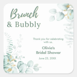 Adesivo Quadrado Chá de Noiva Brunch & Bubbly Eucalipto Botânico