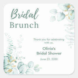Adesivo Quadrado Chá de Noiva Brunch & Bubbly Eucalipto Botânico