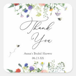 Adesivo Quadrado Chá de Noiva com Abelhas Flor Silvestre 