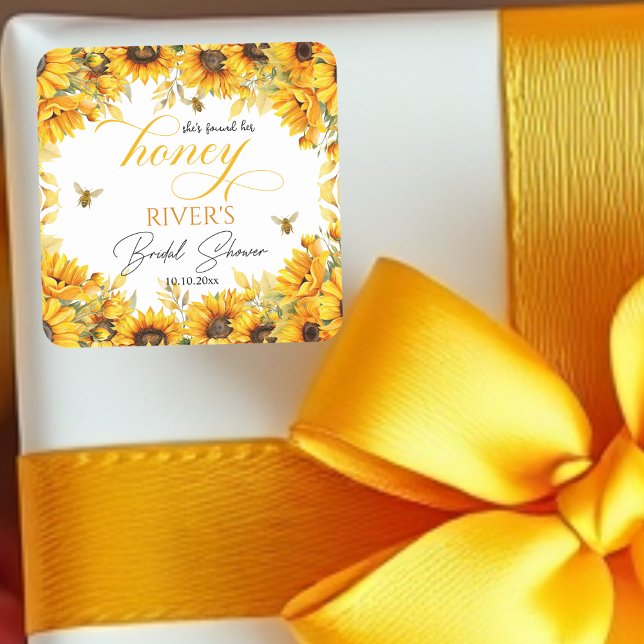 Adesivo Quadrado Chá de Noiva Ela Encontrou Seu Mel  (Criador carregado)