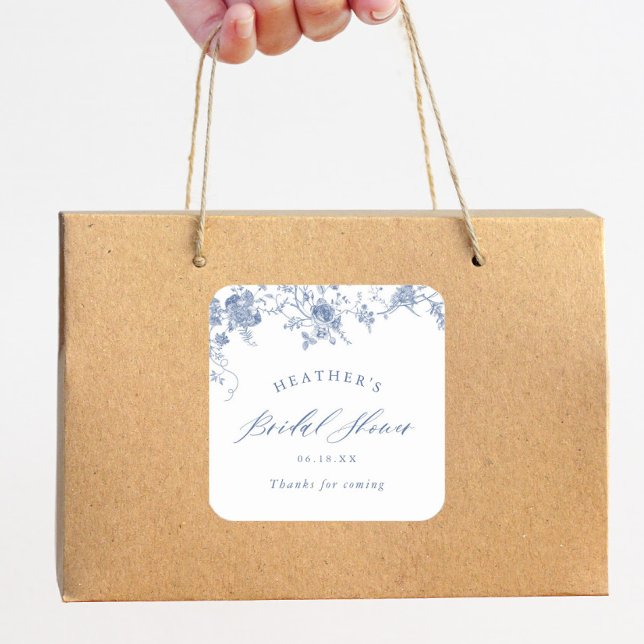 Adesivo Quadrado Chá de Noiva Floral Azul (Criador carregado)