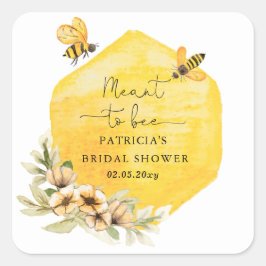 Adesivo Quadrado Chá de Noiva Floral Meant To Bee Abelha