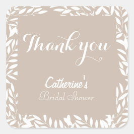 Adesivo Quadrado Chá de Noiva Folhas Bege