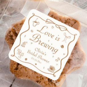 Adesivo Quadrado Chá de Noiva Love is Brewing