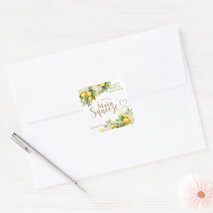 Adesivo Quadrado Chá de Noiva Minimalista Moderno do Amor 