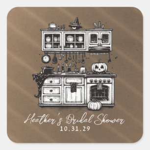 Adesivo Quadrado Chá de Noiva na Cozinha Assustadora