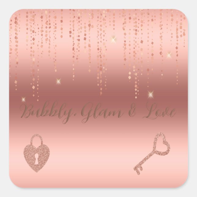 Adesivo Quadrado Chá de Noiva Rose Gold Confetti (Frente)