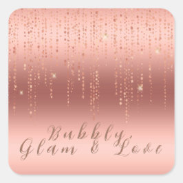 Adesivo Quadrado Chá de Noiva Rose Gold Confetti