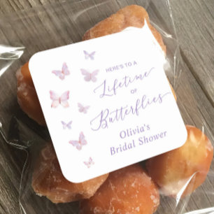 Adesivo Quadrado Chá de Noiva Uma Vida de Borboletas 