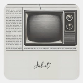 Adesivo Quadrado Chá de Noiva Vintage em Jornal Antigo Retro