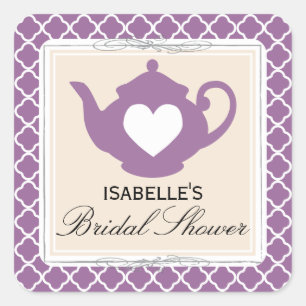 Adesivo Quadrado Chá de panela Chic Tan & Purple Tea Sticker