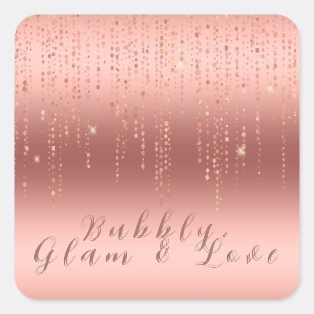 Adesivo Quadrado Chá de panela Confetti Dourado rosa (Frente)