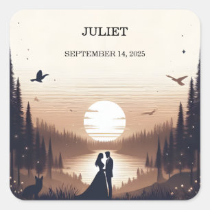 Adesivo Quadrado Chá de panela da Nuvem da Lua Sunset Noite