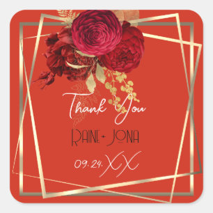 Adesivo Quadrado Chá de panela De Casamento Favorece Frame Dourado