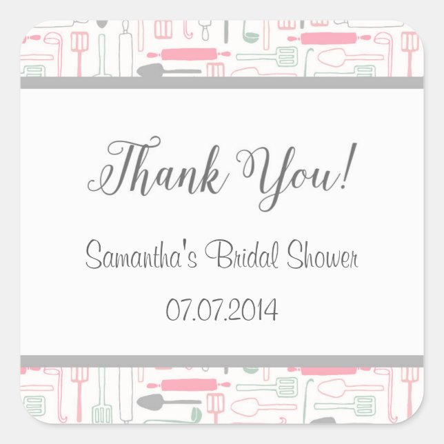 Adesivo Quadrado Chá de panela De Cozinha Obrigado (Frente)