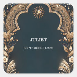 Adesivo Quadrado Chá de panela de Estilo Indiano Hindi Henna Mehndi